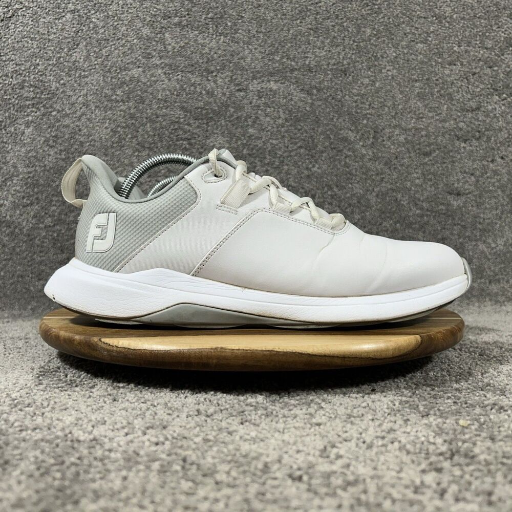 FootJoy FJ ProLite 56924 Mens Size 9.5 M White Gray Spikeless Golf Shoes Used